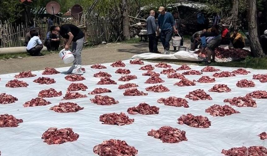 Yüksekova'da Yüzyıllık Toplu Kurban Kesimi Geleneği Devam Ediyor