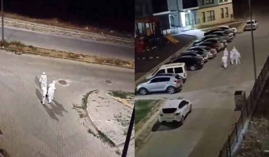 Kahramanmaraş Elbistan'da Gece Yarısı Beyaz Tulumlu Grup Sokakta Görüldü