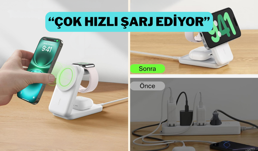Belkin UltraCharge 3'ü 1 Arada Şarj Standı ile Kablo Karmaşasına Son Verin