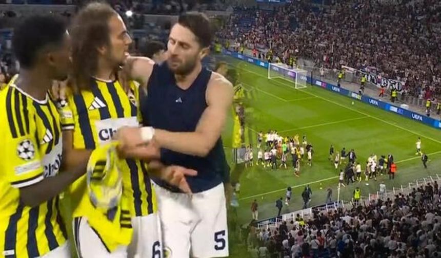 Fenerbahçe-Lyon maçında Matteo Guendouzi'ye saldırı ve saha karışıklığı