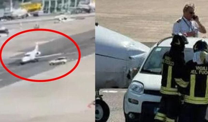 Milano Linate Havalimanı'nda Özel Jet ile Yer Hizmetleri Aracı Çarpıştı