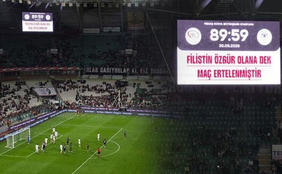 Konyaspor-Filistin dostluk maçında 89.59'da karşılaşma durduruldu
