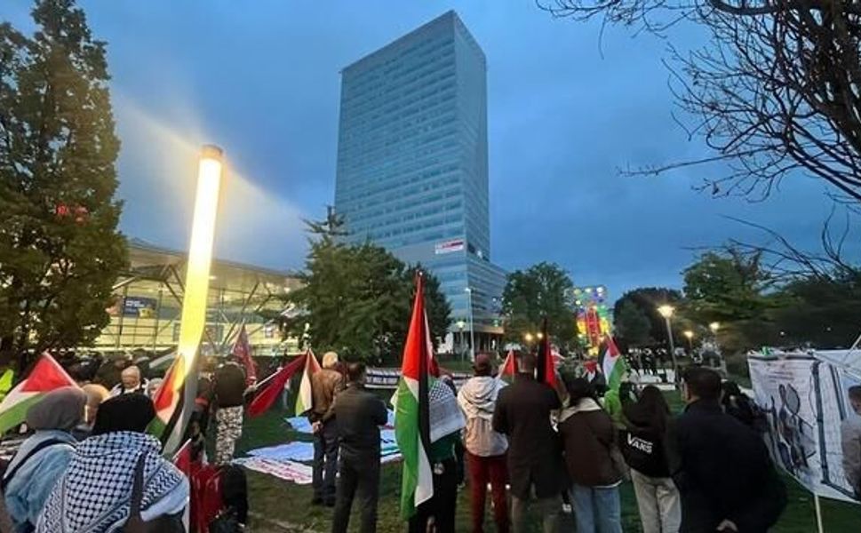 Linz'de Avusturya-İsrail maçı öncesi İsrail karşıtı protesto düzenlendi