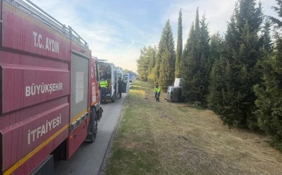 Aydın Germencik'te otomobil devrildi, 2 kişi yaralandı