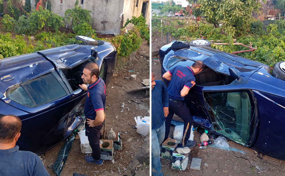 Siirt'te kontrolden çıkan otomobil evin bahçesine düştü, 4 kişi yaralandı