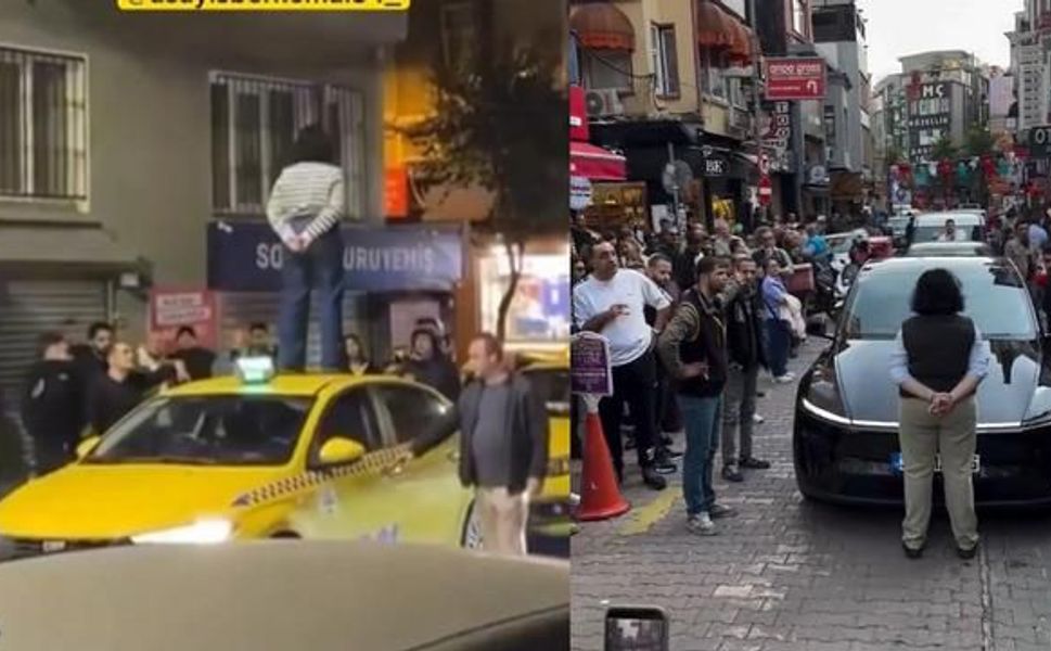 Şişli'de taksi üzerine çıkarak trafiği engelleyen kadının Beşiktaş'ta da benzer davranışı ortaya çıktı