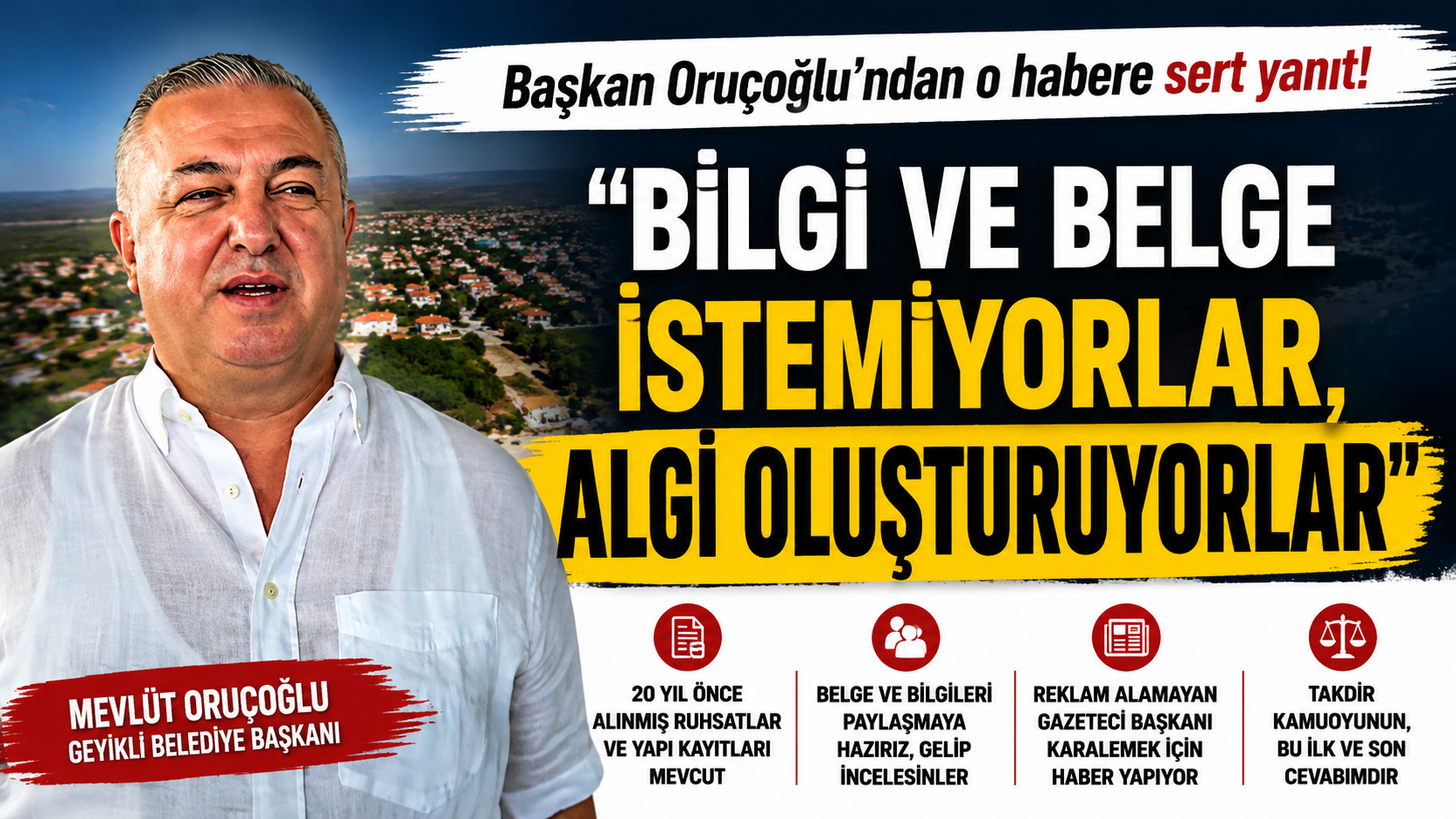Geyikli Belediye Başkanı Mevlüt Oruçoğlu'ndan Kaleninsesi'ndeki Habere Sert Yanıt