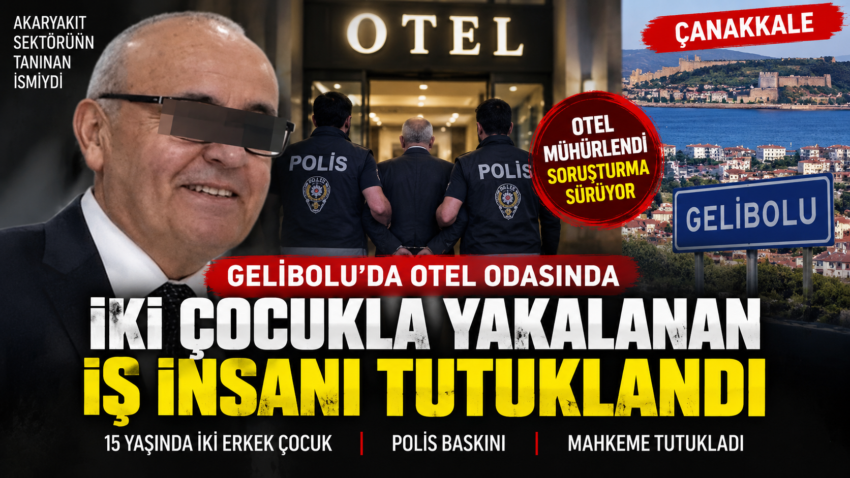 Çanakkale Gelibolu’da Otel Odasına Polis Baskını: İki Çocukla Yakalanan İş İnsanı Ş.T. Tutuklandı