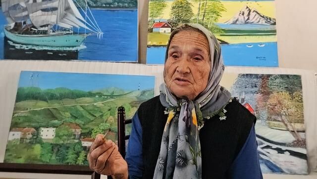 Zonguldaklı Şahinde Teyze Bob Ross'tan İlham Alarak Sanatını Geliştiriyor