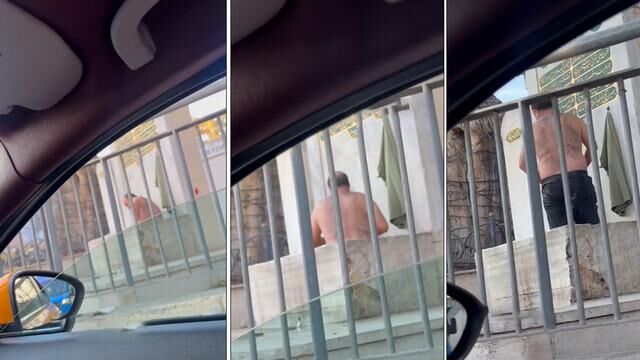 Bağdat Caddesi'nde bir kişi çeşmede üstünü çıkararak duş aldı